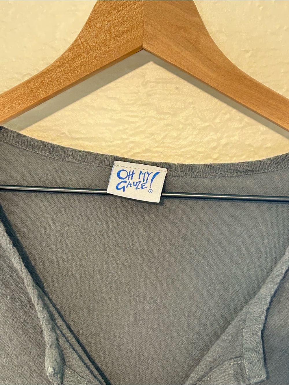 Oh My Gauze! Soft Gray 100% Cotton Top| Coastal Grandma Boho Lagenlook| L/XL - Picture 2 of 7